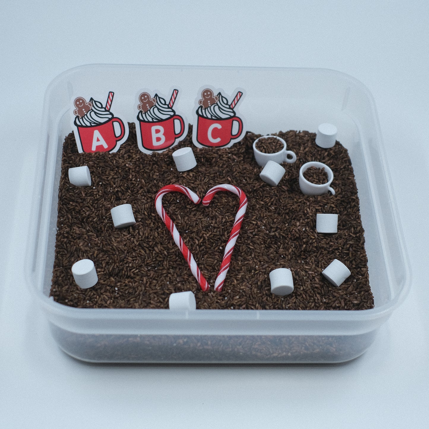 Hot Cocoa ABC Sensory Bin