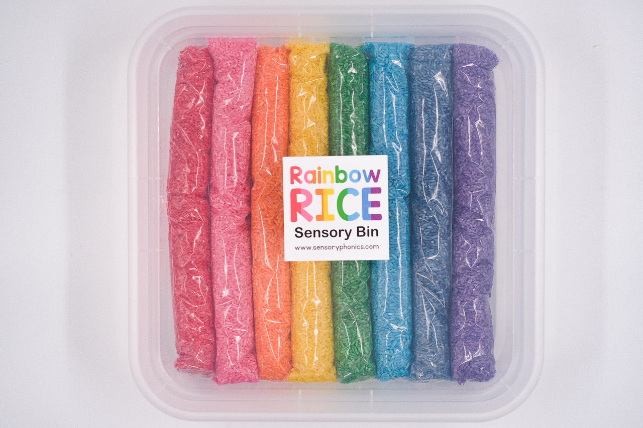 Rainbow Rice Sensory Bin