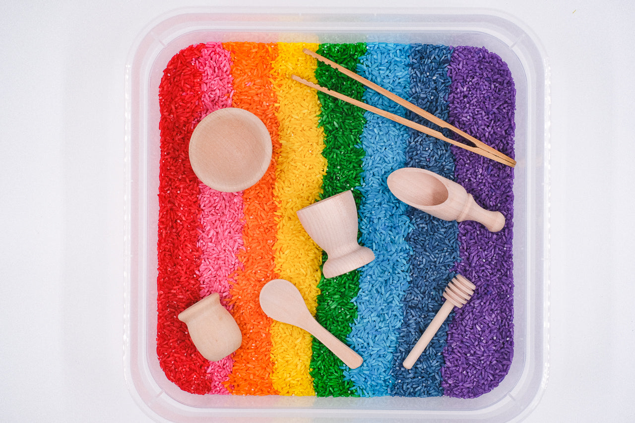 Rainbow Rice Sensory Bin